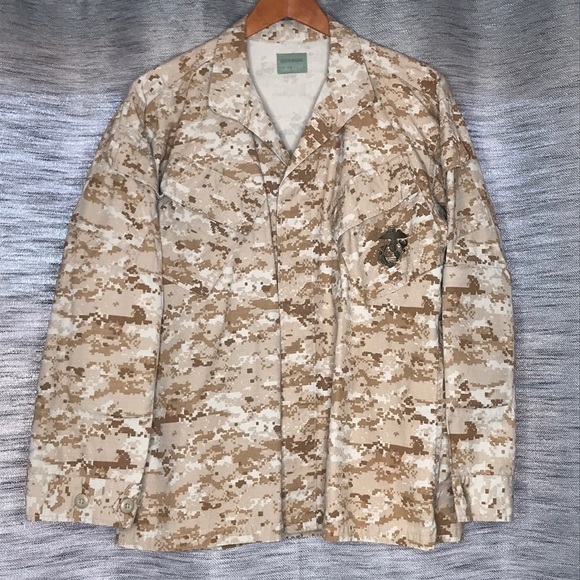 SAND DESERT DIGI CAMO MARINE CAMOUFLAGE TAN & BROWN MENS JACKET MEDIUM - Picture 1 of 7
